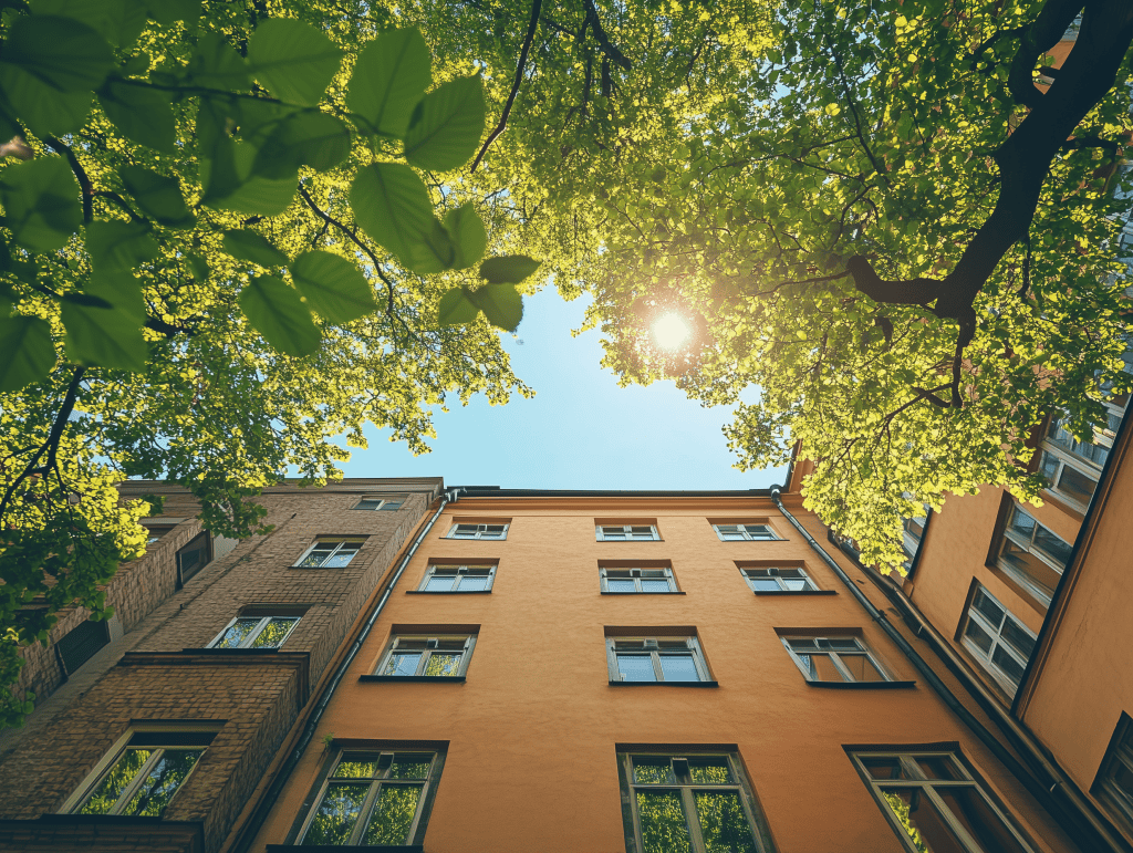 En grodvy av en BRF som använder PropSaver för Energioptimering